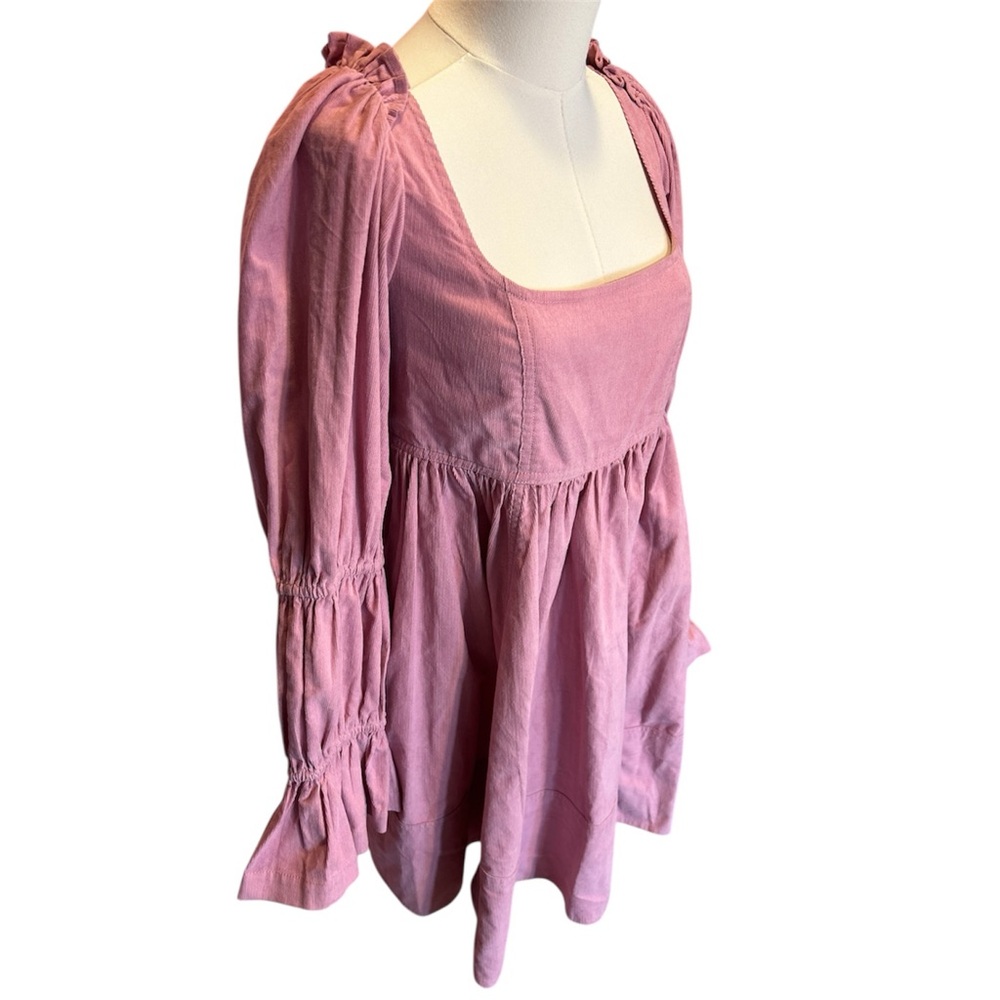 Pilcro Square-Neck Corduroy Babydoll Mini Dress Anthropologie